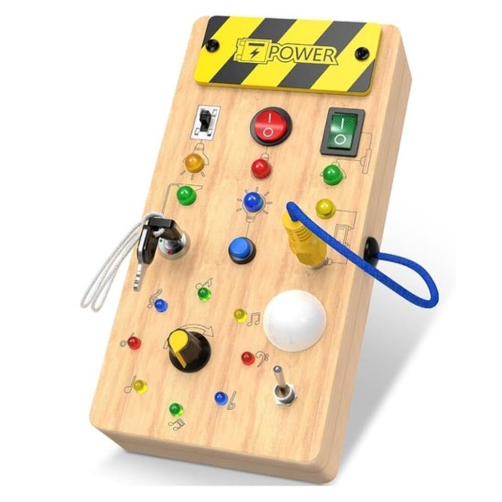 Montessori Wooden Busy Switch Circuit Board LED Light Switches Sensory Toys New